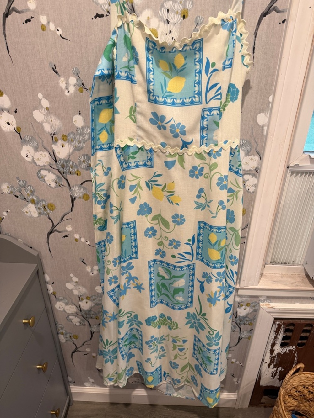 Flying Tomato Cream, Blue & Yellow Floral Sun Dress